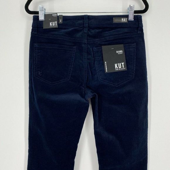 NEW Kut from the Kloth Diana Skinny Corduroy Pants Size 2 Mid Rise Stretch Navy - Picture 8 of 12